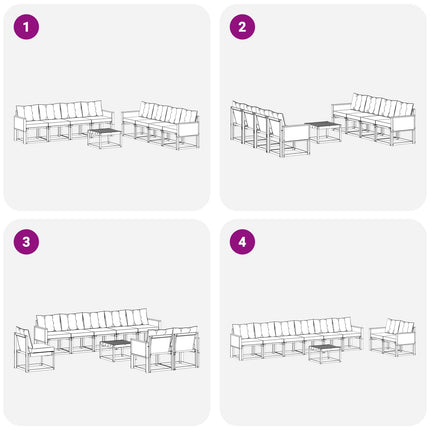 Utomhussoffset med kudde 9 pcs Naturlig och Beige