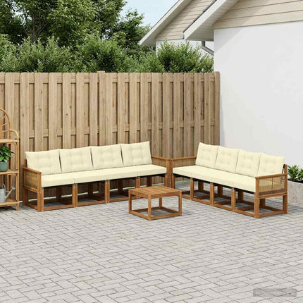 Utomhussoffset med kudde 9 pcs Naturlig och Grädde