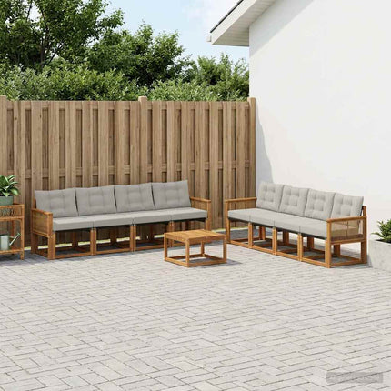Utomhussoffset med kudde 9 pcs Naturlig och ljusgrå