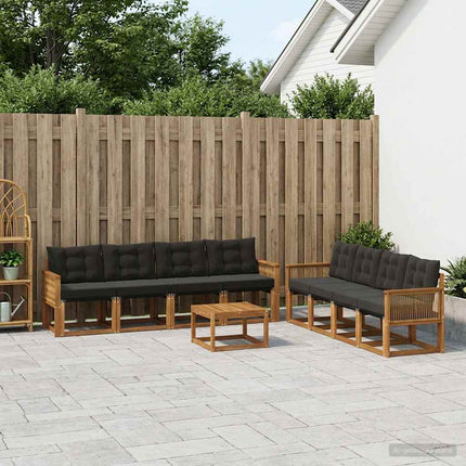 Utomhussoffset med kudde 9 pcs Naturlig och svart