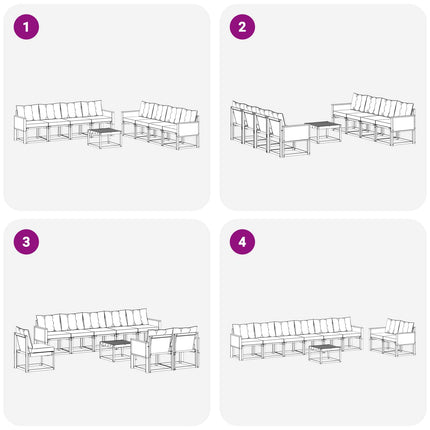 Utomhussoffset med kudde 9 pcs Naturlig och Beige