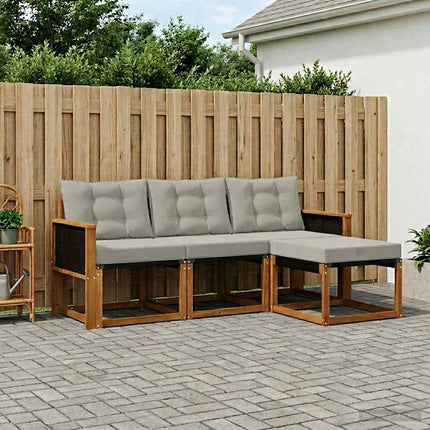 Utomhussoffset med kudde 4 pcs Naturlig och ljusgrå