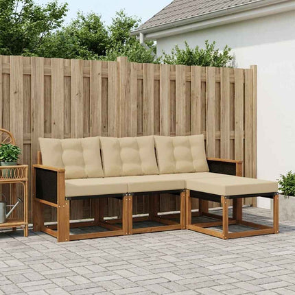 Utomhussoffset med kudde 4 pcs Naturlig och Beige