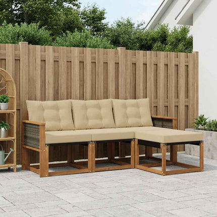 Utomhussoffset med kudde 4 pcs Naturlig och Beige