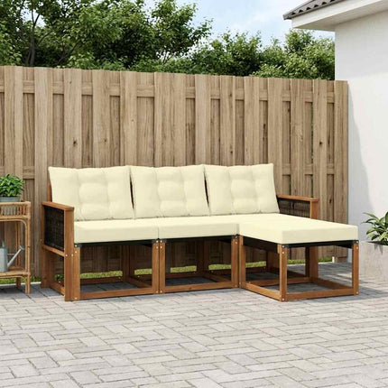 Utomhussoffset med kudde 4 pcs Naturlig och Grädde