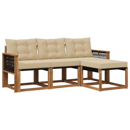 Utomhussoffset med kudde 4 pcs Naturlig och Beige