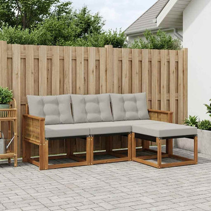 Utomhussoffset med kudde 4 pcs Naturlig och ljusgrå