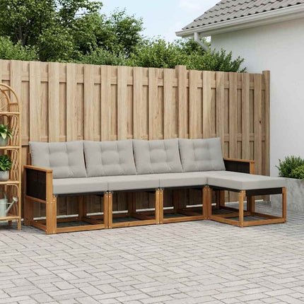 Utomhussoffset med kudde 5 pcs Naturlig och ljusgrå
