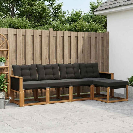 Utomhussoffset med kudde 5 pcs Naturlig och svart