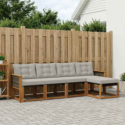 Utomhussoffset med kudde 5 pcs Naturlig och ljusgrå