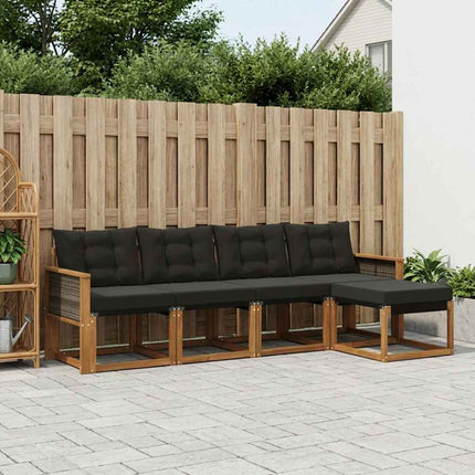 Utomhussoffset med kudde 5 pcs Naturlig och svart