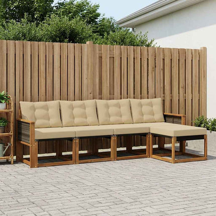 Utomhussoffset med kudde 5 pcs Naturlig och Beige