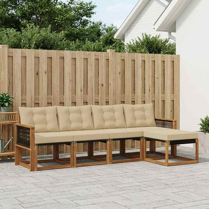 Utomhussoffset med kudde 5 pcs Naturlig och Beige