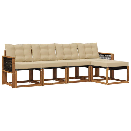 Utomhussoffset med kudde 5 pcs Naturlig och Beige