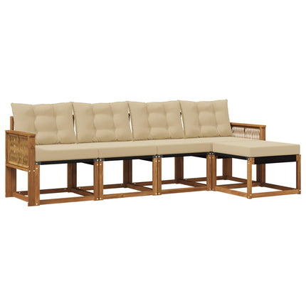 Utomhussoffset med kudde 5 pcs Naturlig och Beige