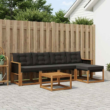 Utomhussoffset med kudde 6 pcs Naturlig och svart