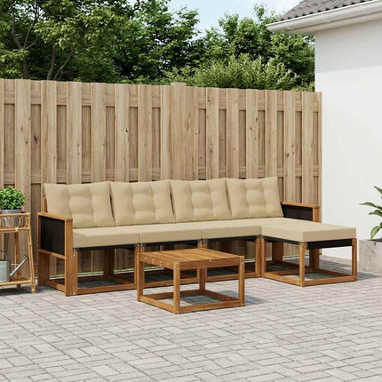 Utomhussoffset med kudde 6 pcs Naturlig och Beige