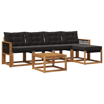 Utomhussoffset med kudde 6 pcs Naturlig och svart