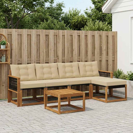 Utomhussoffset med kudde 6 pcs Naturlig och Beige