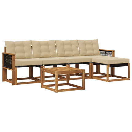 Utomhussoffset med kudde 6 pcs Naturlig och Beige