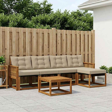 Utomhussoffset med kudde 6 pcs Naturlig och Beige