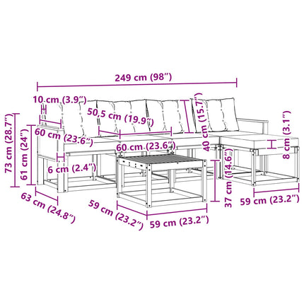 Utomhussoffset med kudde 6 pcs Naturlig och Beige