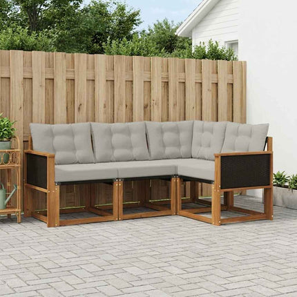 Utomhussoffset med kudde 4 pcs Naturlig och ljusgrå