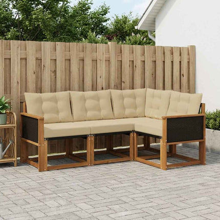 Utomhussoffset med kudde 4 pcs Naturlig och Beige