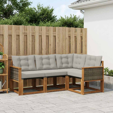 Utomhussoffset med kudde 4 pcs Naturlig och ljusgrå