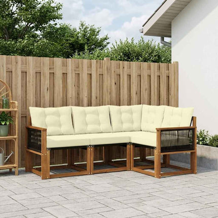 Utomhussoffset med kudde 4 pcs Naturlig och Grädde