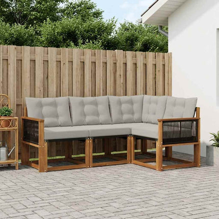 Utomhussoffset med kudde 4 pcs Naturlig och ljusgrå