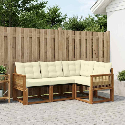 Utomhussoffset med kudde 4 pcs Naturlig och Grädde