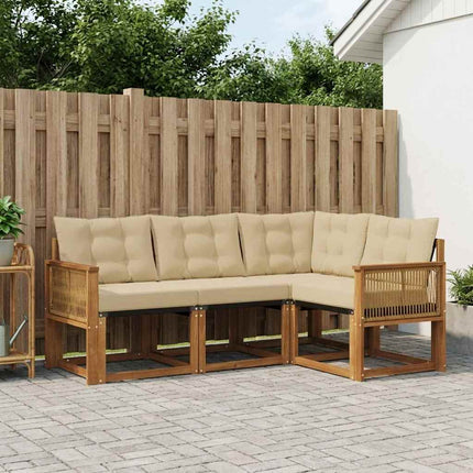 Utomhussoffset med kudde 4 pcs Naturlig och Beige