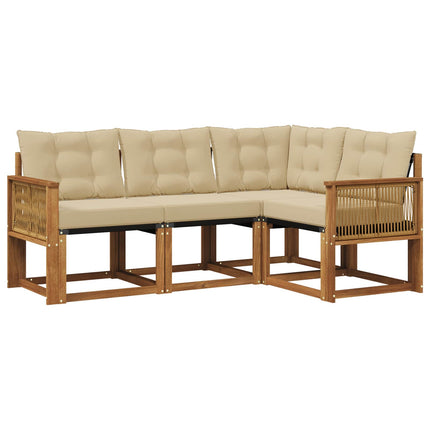 Utomhussoffset med kudde 4 pcs Naturlig och Beige
