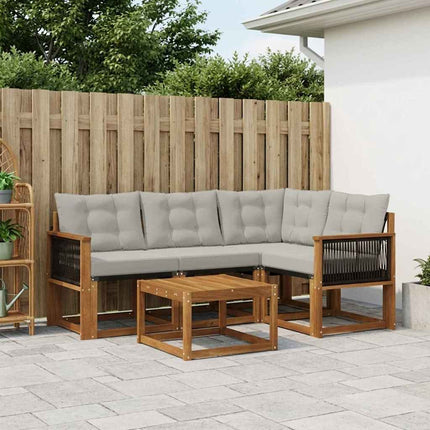 Utomhussoffset med kudde 5 pcs Naturlig och ljusgrå