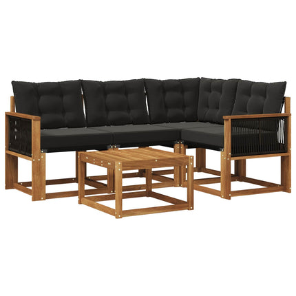 Utomhussoffset med kudde 5 pcs Naturlig och svart