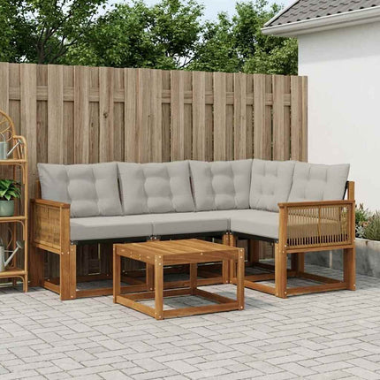 Utomhussoffset med kudde 5 pcs Naturlig och ljusgrå