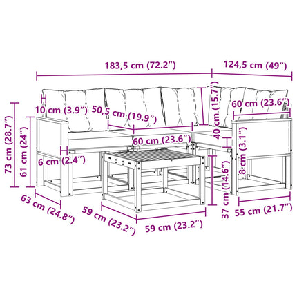 Utomhussoffset med kudde 5 pcs Naturlig och svart