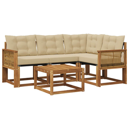 Utomhussoffset med kudde 5 pcs Naturlig och Beige