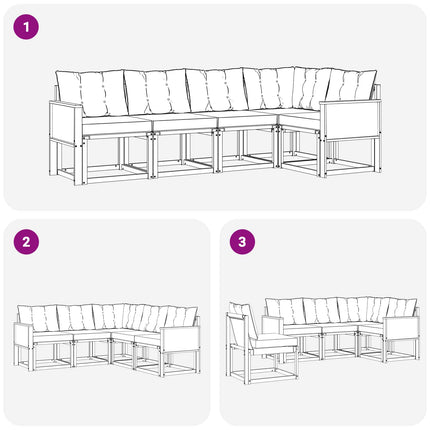 Utomhussoffset med kudde 5 pcs Naturlig och Beige