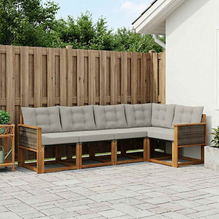 Utomhussoffset med kudde 5 pcs Naturlig och ljusgrå