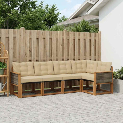 Utomhussoffset med kudde 5 pcs Naturlig och Beige