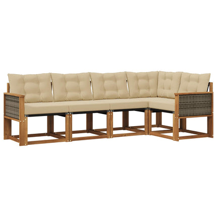 Utomhussoffset med kudde 5 pcs Naturlig och Beige