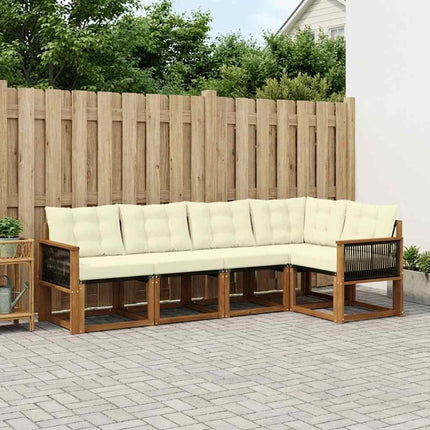 Utomhussoffset med kudde 5 pcs Naturlig och Grädde