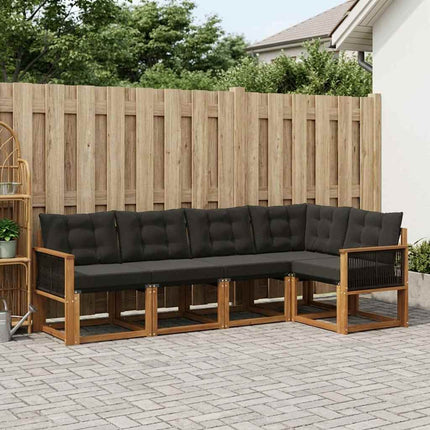 Utomhussoffset med kudde 5 pcs Naturlig och svart