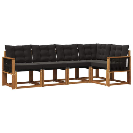 Utomhussoffset med kudde 5 pcs Naturlig och svart