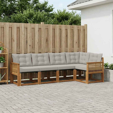 Utomhussoffset med kudde 5 pcs Naturlig och ljusgrå