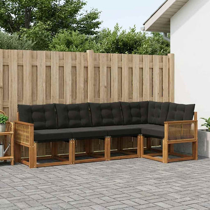 Utomhussoffset med kudde 5 pcs Naturlig och svart