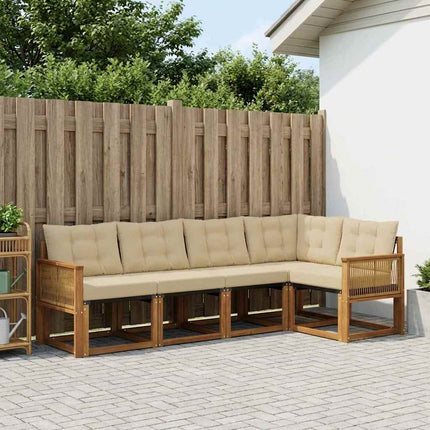 Utomhussoffset med kudde 5 pcs Naturlig och Beige
