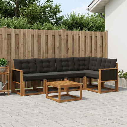 Utomhussoffset med kudde 6 pcs Naturlig och svart